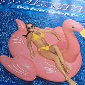 Giant Flamingo Pool Float Bird Animal Ride on Swimming Inflatable Swimline Pink